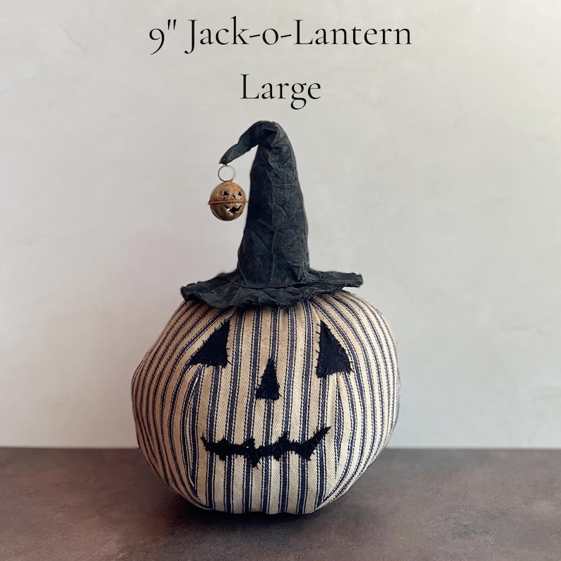 Handmade Halloween Primitive Pumpkin Jack-o-Lanterns Seasonal Decor Single 9" Large Jack-o-Lantern