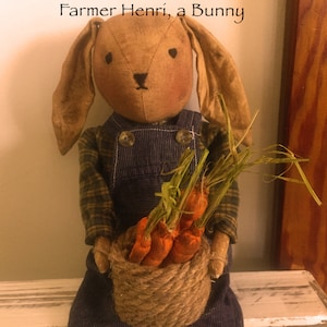 Bunny Rabbit Sewing ePattern /  Folk art DIY Country Craft / Fabric Bunny Primitive Stuffed Doll PDF Pattern