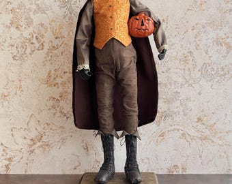 The Headless Horseman with a Pumpkin; a Handmade Halloween Figure No. 001