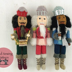 Christmas Nutcracker Embroidery and Hand Sewing Pattern / Wool Felt Winter Christmas Tree Decoration