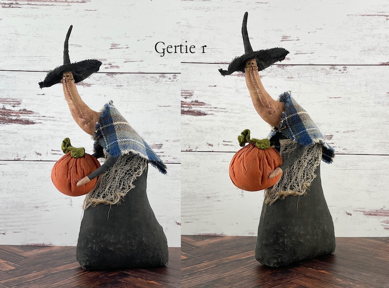 Handmade Halloween or Autumn Witch / Handcrafted Fall Decor Gertie 1