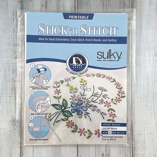 Sticky Fabri-Solvy / Sulky Solvy / Stick n Stitch / Sulky Fabri Solvy / Stabilizator rozpuszczalny w wodzie do druku / Sticky Solvy