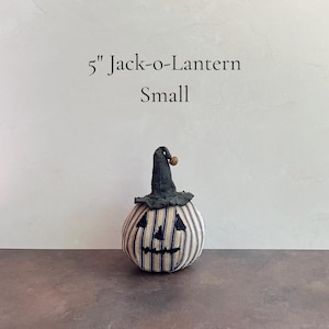 Handmade Halloween Primitive Pumpkin Jack-o-Lanterns Seasonal Decor Single 5" Small Jack-o-Lantern