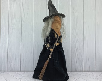 Halloween Witch Pattern Harriet Hollows PAPER PATTERN / Primitive Folk Art Sewing Pattern / Halloween Decor / Halloween Craft