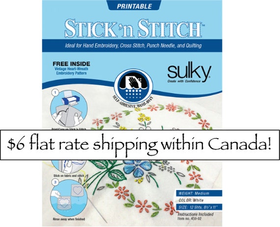 Sticky Fabri-solvy / Sulky Solvy / Stick N Stitch / Sulky Fabri Solvy /  Printable Water Soluble Stabilizer / Sticky Solvy 