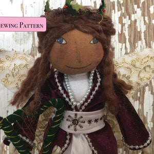 Christmas Angel Doll Sewing Pattern / Christmas Angel Tree Topper / DIY Folk Art Primitive Angel / Christmas Gift for Crafter