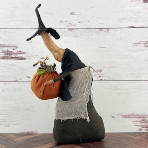 Handmade Halloween or Autumn Witch Handcrafted Fall Decor