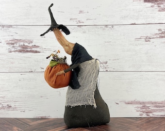 Handmade Halloween or Autumn Witch / Handcrafted Fall Decor