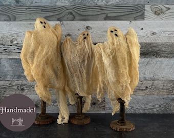 Handmade Halloween Ghost Figures / Fall Window Decor Ghostly Apparitions