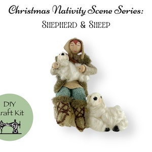 Christmas DIY Nativity Scene Shepherd Adult Craft Kit / Hand Sewing Wool Felt Ornament / Embroidery Pattern Kit