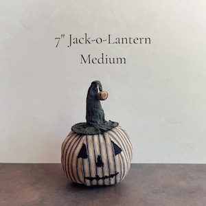 Handmade Halloween Primitive Pumpkin Jack-o-Lanterns Seasonal Decor Single 7" Medium Jack-o-Lantern