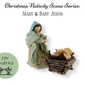 Christmas DIY Nativity Scene PAPER Pattern Mary and Baby Jesus / Wool Felt Craft / DIY Craft for Christmas Decor / Pattern Kit