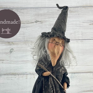 Handmade Halloween Harriet Witch Doll Fall Home Decor / Autumn Folk Art Handmade OOAK Fabric Doll / One of a Kind Handmade Witch