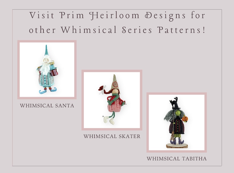 K&ouml;nnte beinhalten: Drei skurrile Figuren, ein Weihnachtsmann, ein Schlittschuhl&auml;ufer und eine Hexe, alle im gleichen Stil und Design. Der Weihnachtsmann tr&auml;gt ein blaues und rotes Outfit, der Schlittschuhl&auml;ufer tr&auml;gt ein rosa und gr&uuml;nes Outfit und die Hexe tr&auml;gt ein schwarzes und gr&uuml;nes Outfit.