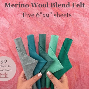 5 Wool Blend Felt Sheets / Choose Your Own Colours Merino Wool Blend 6x9 Sheets / High Quality Merino Wool Blend Felt