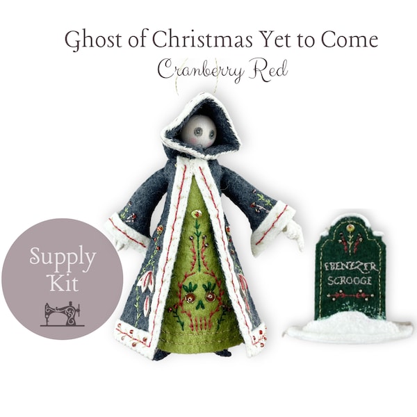 Ghost of Christmas Yet to Come Craft Kit Cranberry Red / Ebenezer Ornament Series / Designer Larissa Holland of MmmCrafts