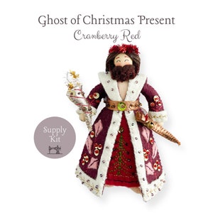 Ghost of Christmas Present Craft Kit Cranberry Red / Ebenezer Ornament Series / Designer Larissa Holland of MmmCrafts