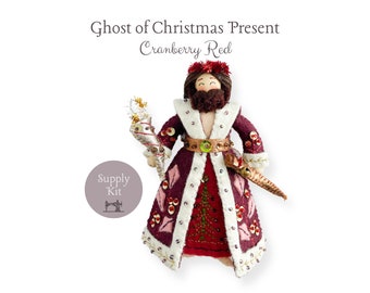 Ghost of Christmas Present Craft Kit Cranberry Red / Ebenezer Ornament Series / Designer Larissa Holland of MmmCrafts