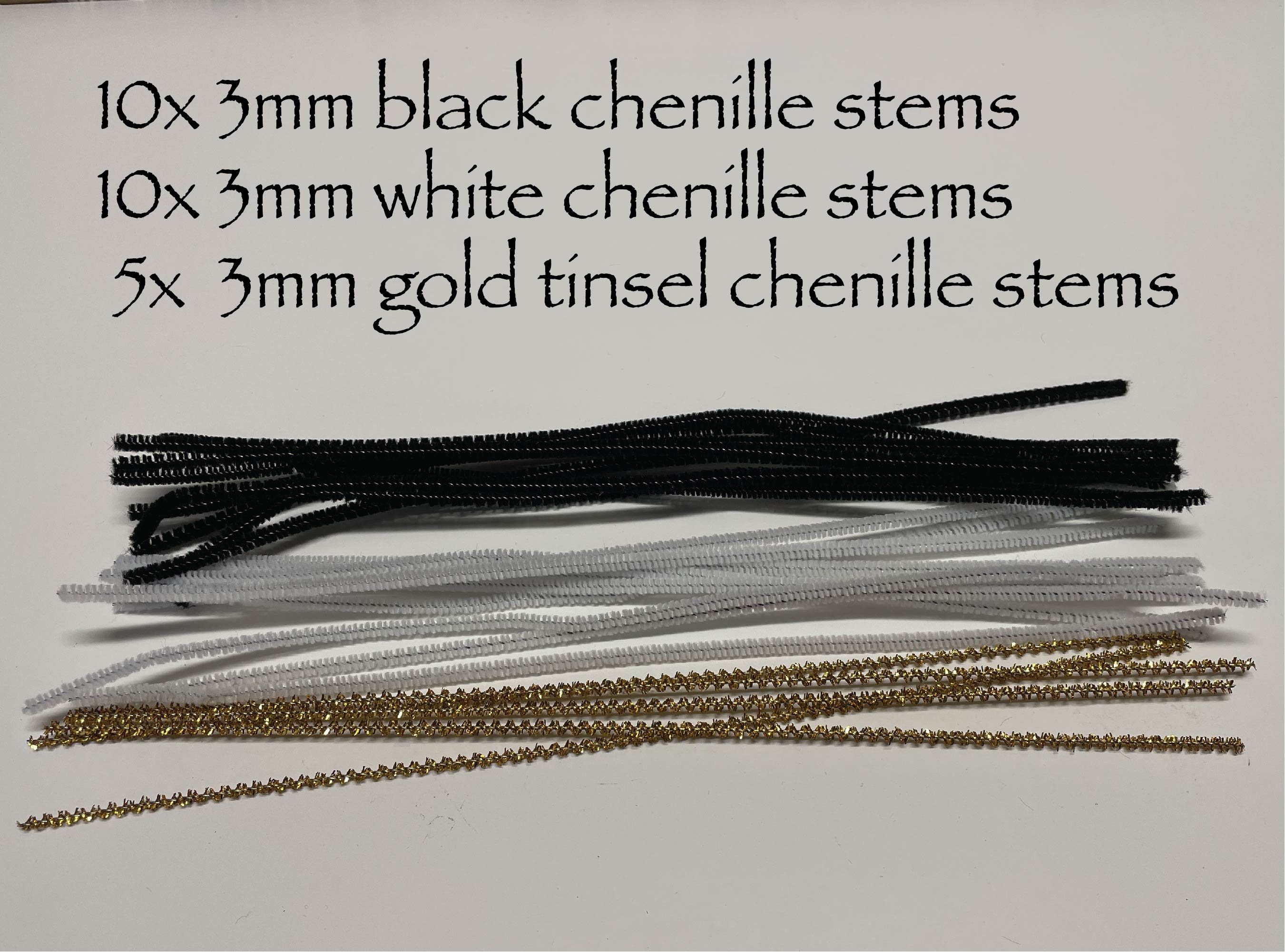 chenille Stems, 20-in, 50-pc, Black