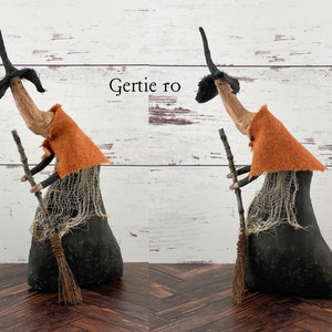 Handmade Halloween or Autumn Witch / Handcrafted Fall Decor Gertie 10