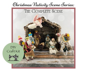 Christmas Nativity Scene Craft Kit  / Felt Handmade Nativity Set for Mantel  / DIY Craft for Christmas Decor / Hand Embroidery Pattern PDF