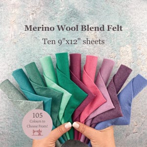 10 Wool Blend Felt Sheets / Choose Your Own Colours Merino Wool Blend 9x12 Sheets / High Quality Merino Wool Blend Felt