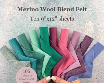 Choose Your Own Ten Colours Merino Wool Blend 9x12 Sheets