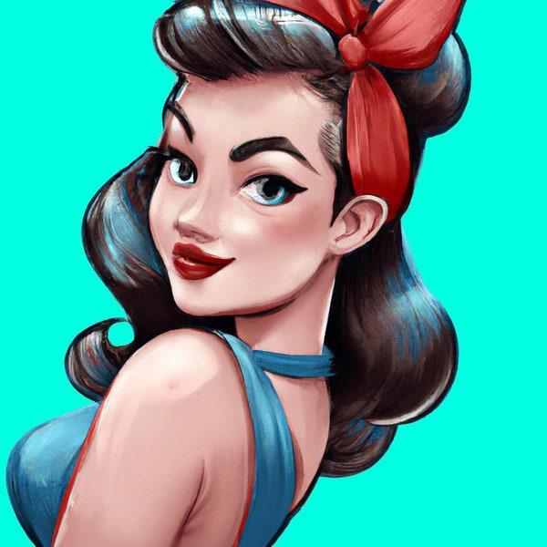 Pinup Model, Retro Pinup Girl, Digital Art Pinup, Instant Download, Sexy Girl, Digital File Only, Instant Download PDF, JPEG, PNG