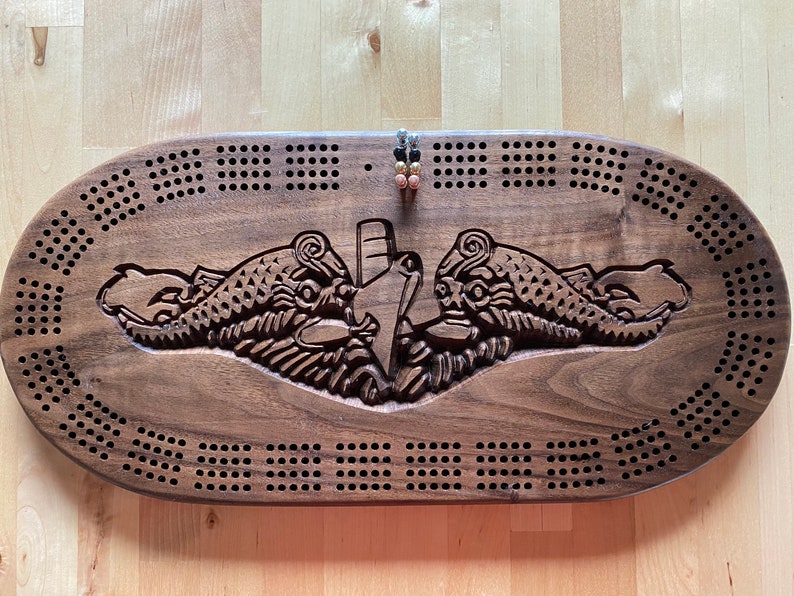 Submarine Dolphin Cribbage Board Customizable Military Themed Etsy