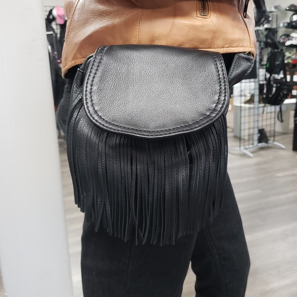 Fringe Leather Biker Bag