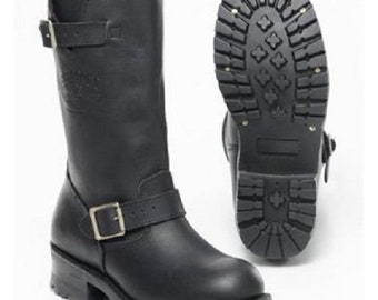 Mens Leather Engineer Boot Motorcycle