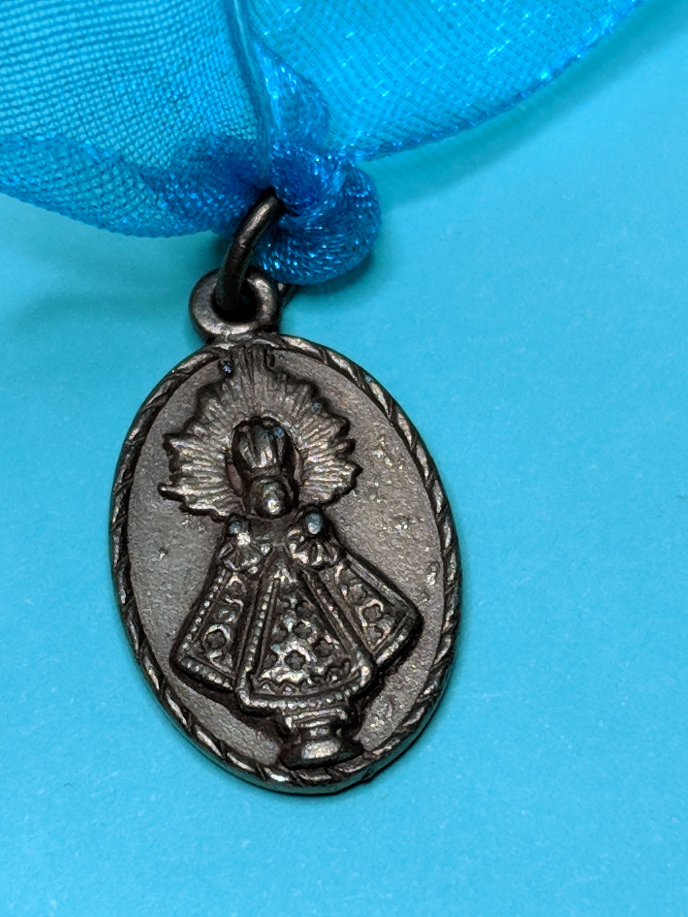 Vintage Infant of Prague Copper Religious Medal Pendant Petite Etsy