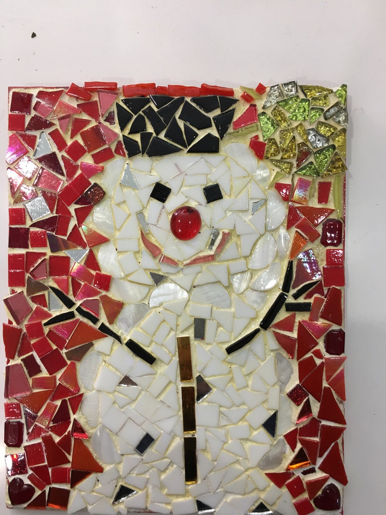 mosaics Christmas Christmas decor wall hanging glass art display Christmas mosaic snowman home decor Christmas gift
