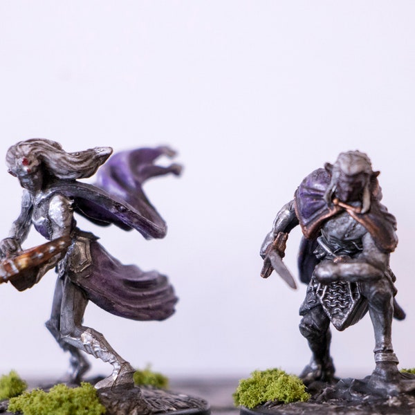 Female Drow & Male Drow (dark elf) painted  mini