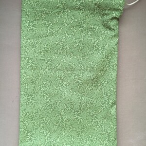 Elegant green and gold shoe bag (cotton), 16 x 10 in approx.