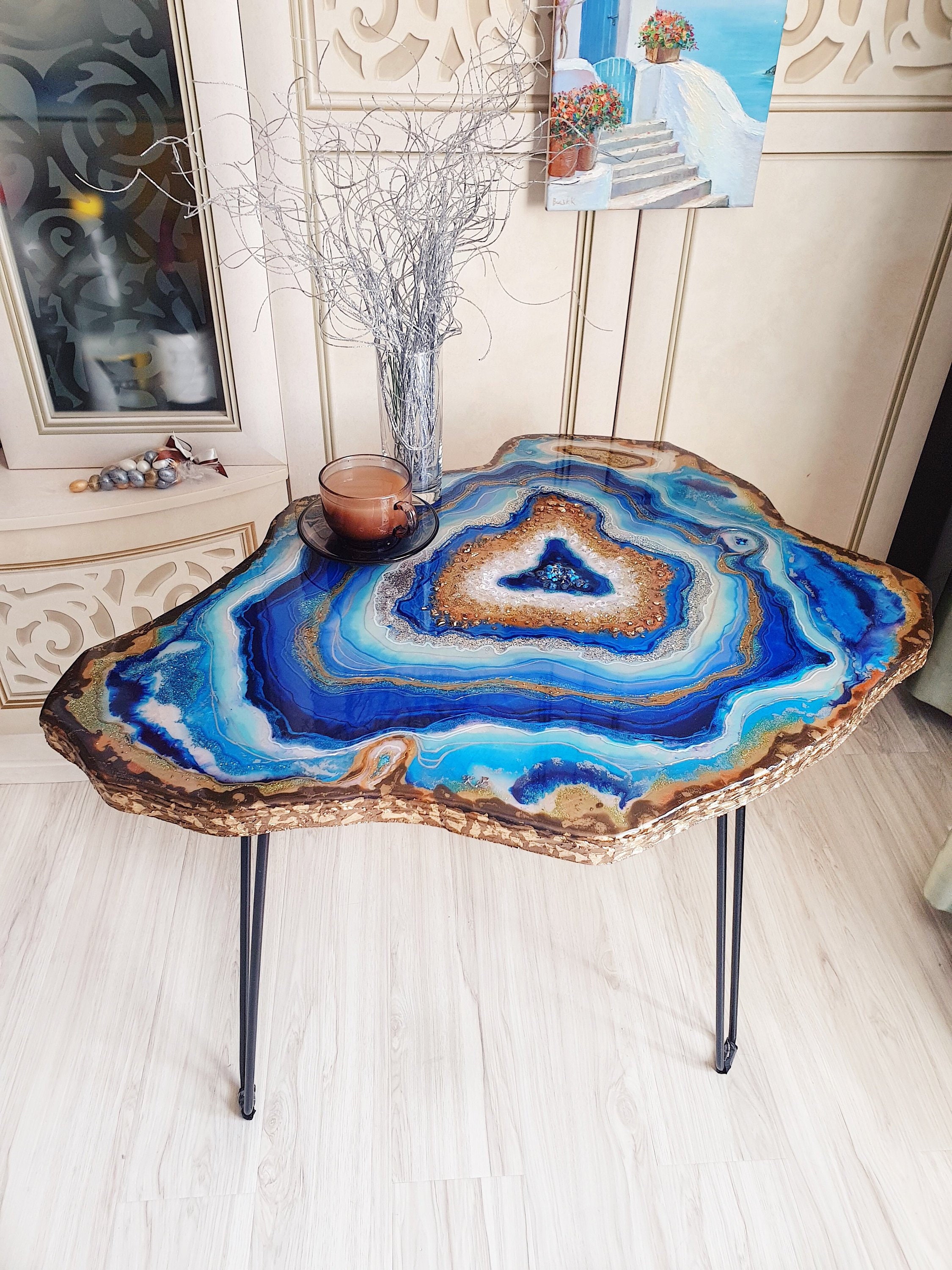 24+ Table Epoxy Red Resin pressed