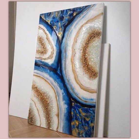 Blue Agate Agate Art Resin Art Geode Art Resin Painting Fluid Painting Baby Blue Acrylic Painting Geode Painting Abstract Art