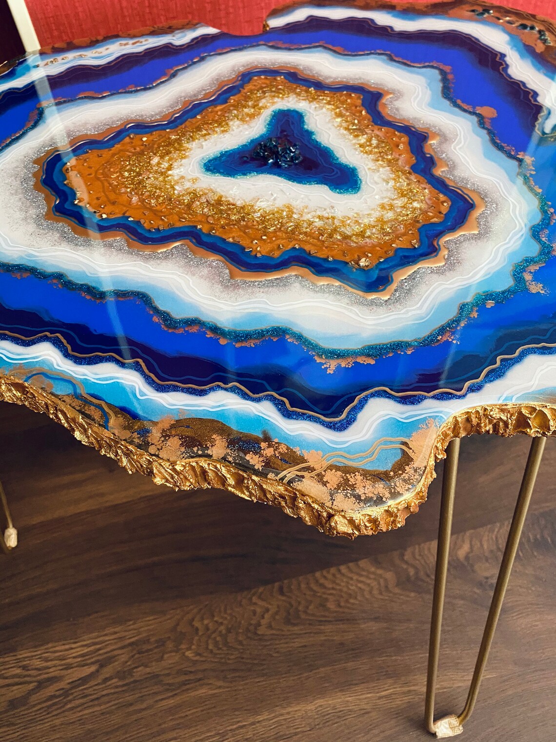 Blue table epoxy resin geode table coffee table exclusive Etsy
