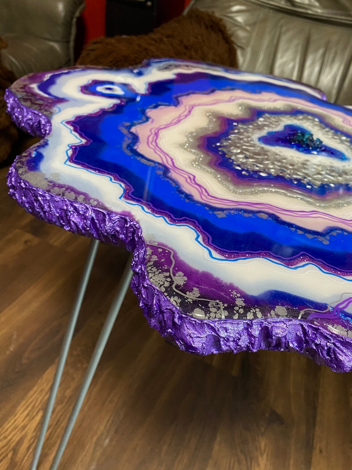 Blue Purple resin table epoxy resin geode table coffee Etsy
