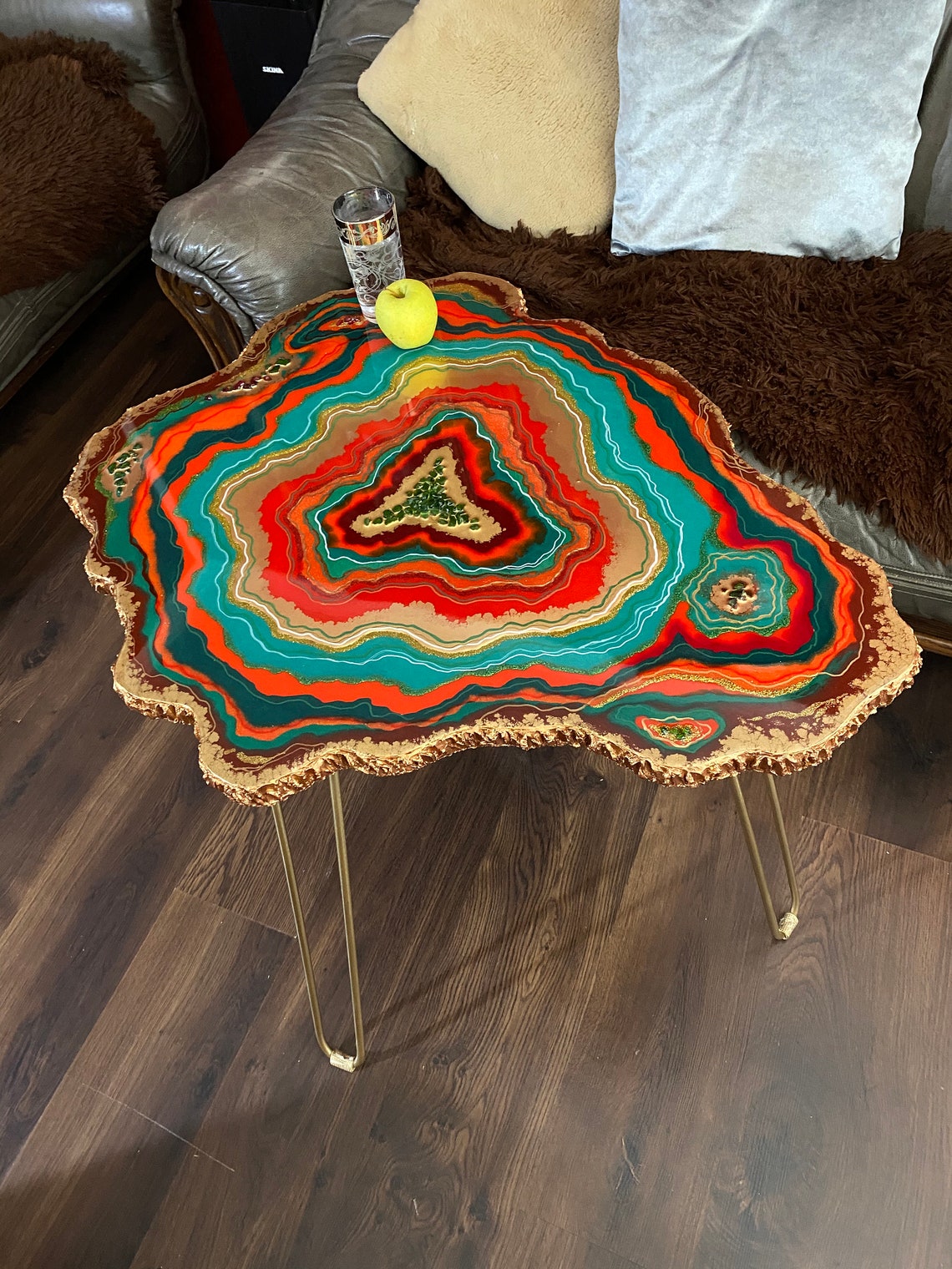 Red Green Resin Table Epoxy Resin Geode Table Coffee Table Etsy