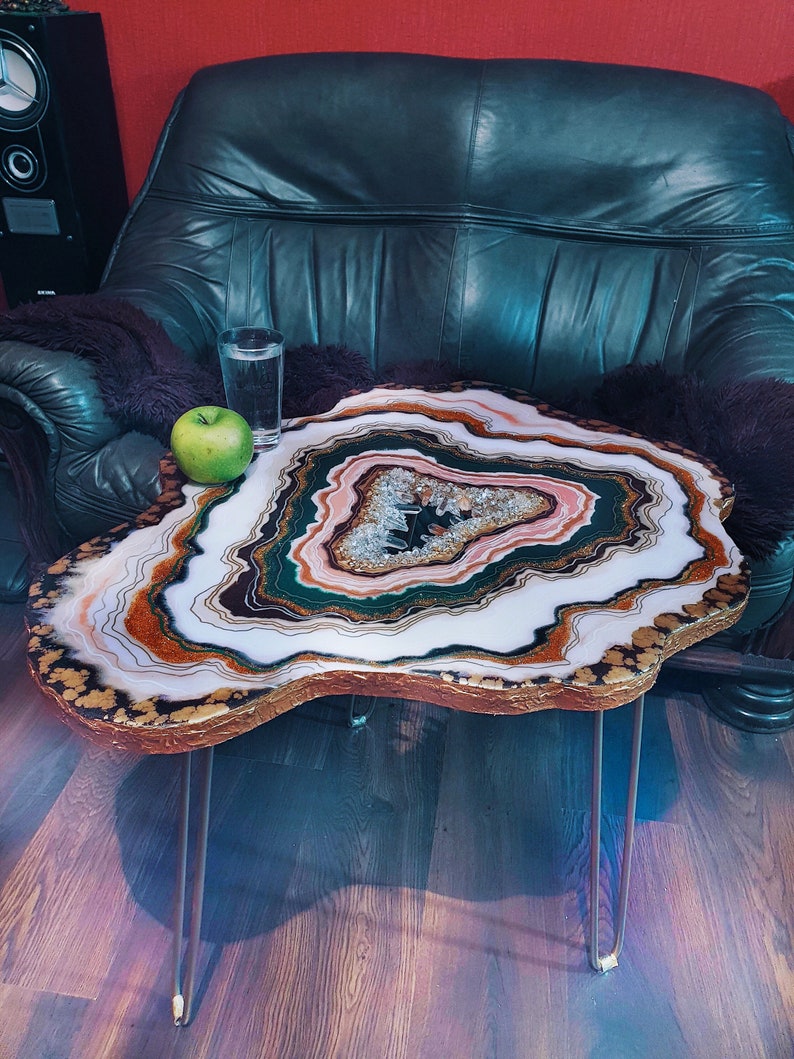 Gold Geode Table Resin Epoxy Table Gift for Housewarming Etsy