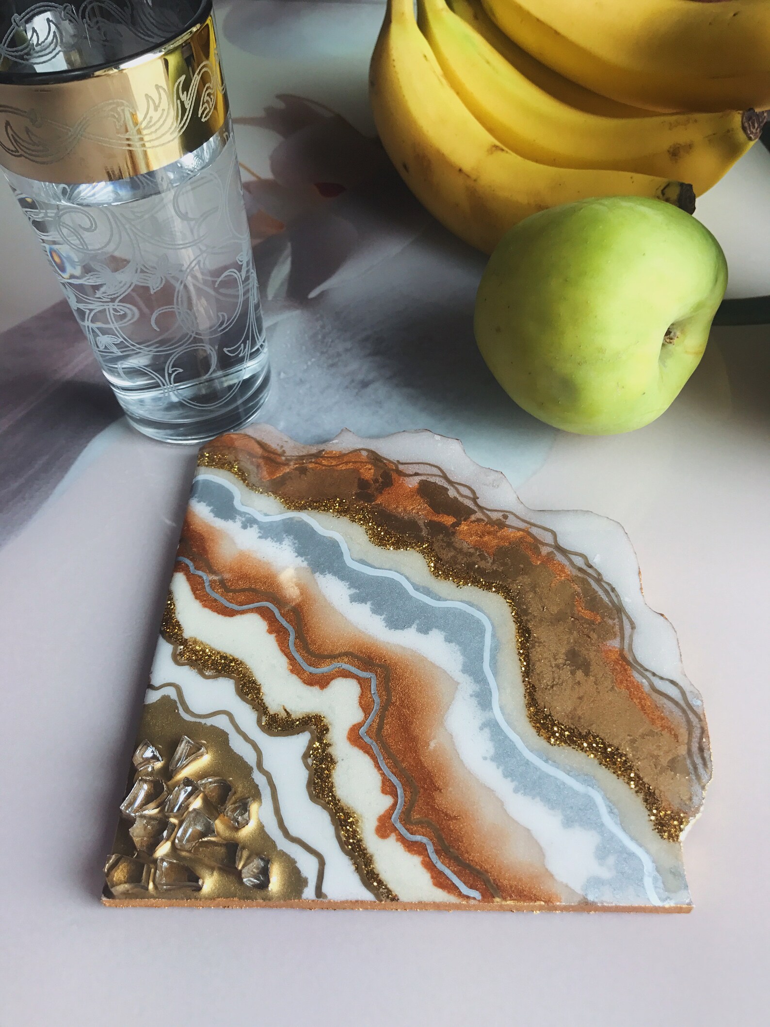 Resin Trivet Agate Platter Agate Resin Coaster Set Stand Etsy