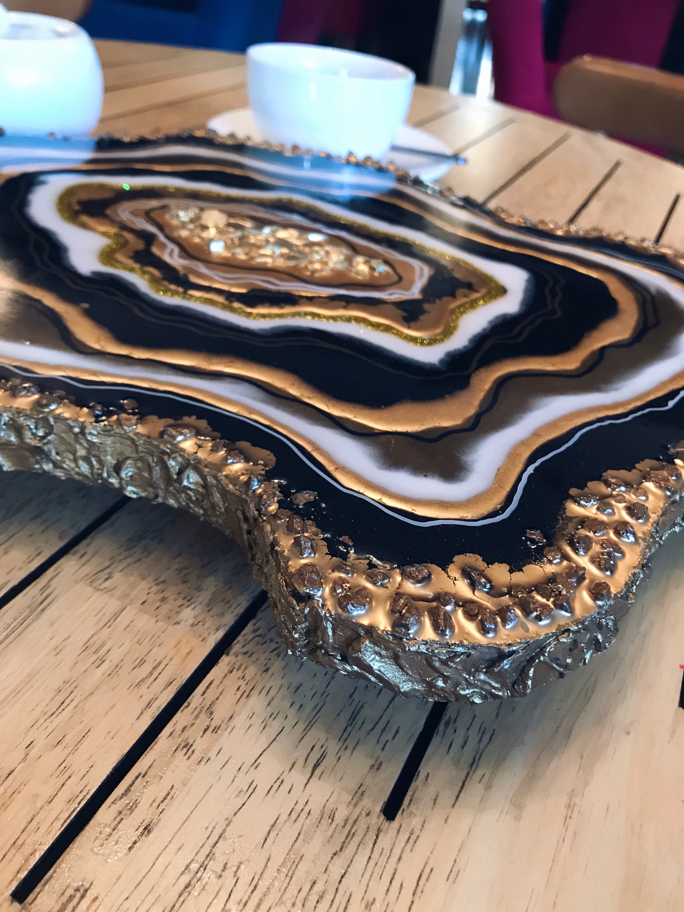 Gold Black Resin Platter Serving Tray Charcuterie Board Etsy