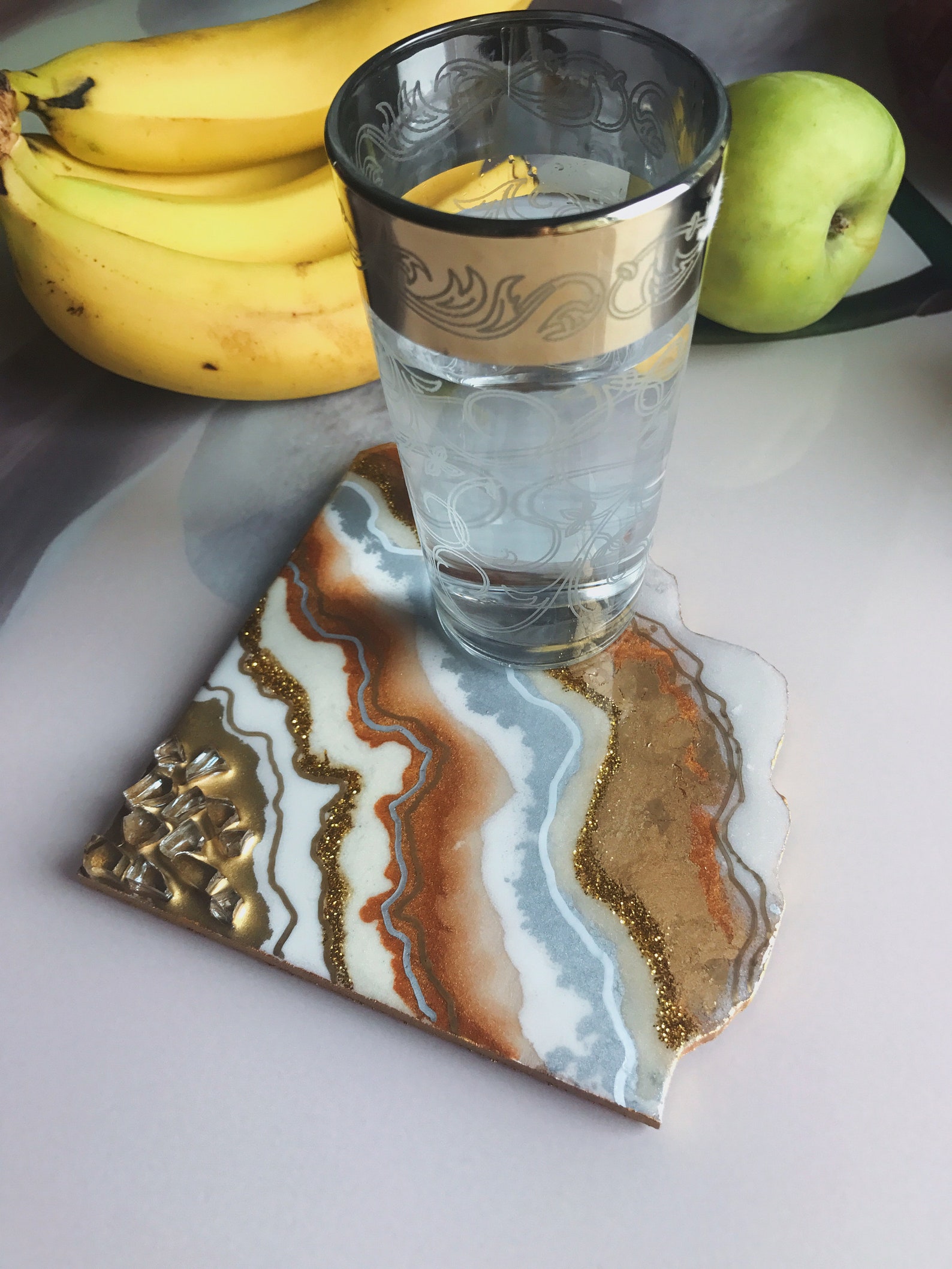 Resin Trivet Agate Platter Agate Resin Coaster Set Stand Etsy