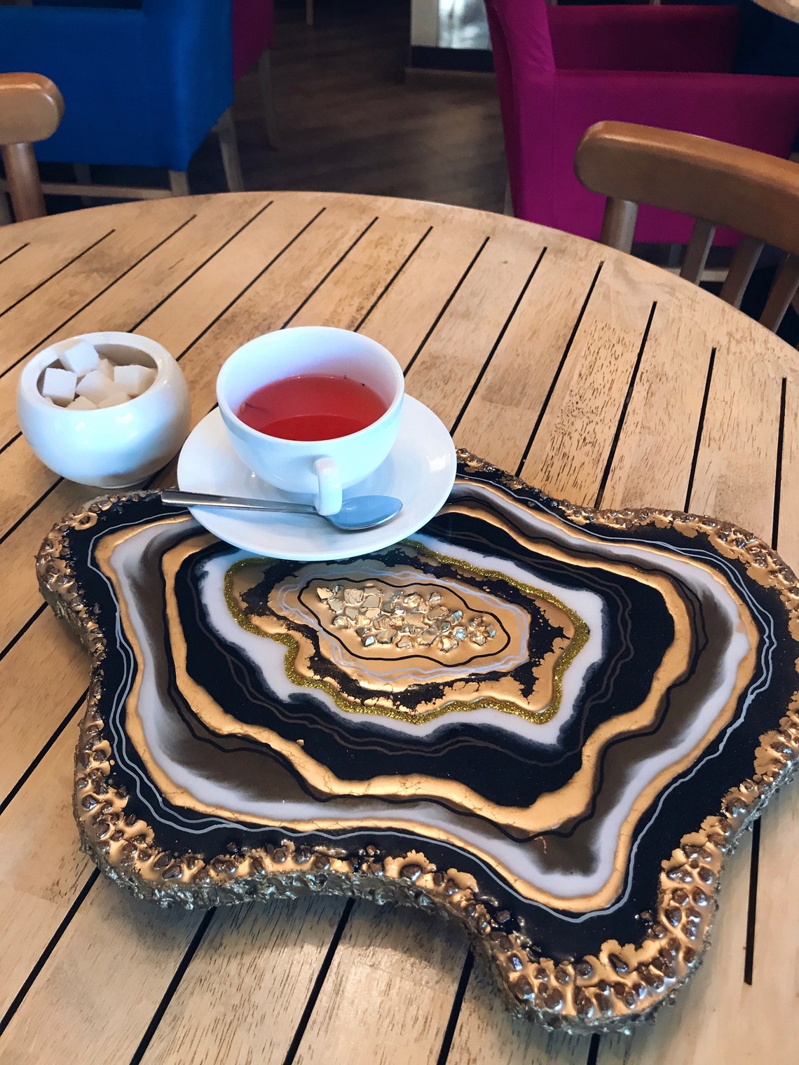 Gold Black Resin Platter Serving Tray Charcuterie Board Etsy