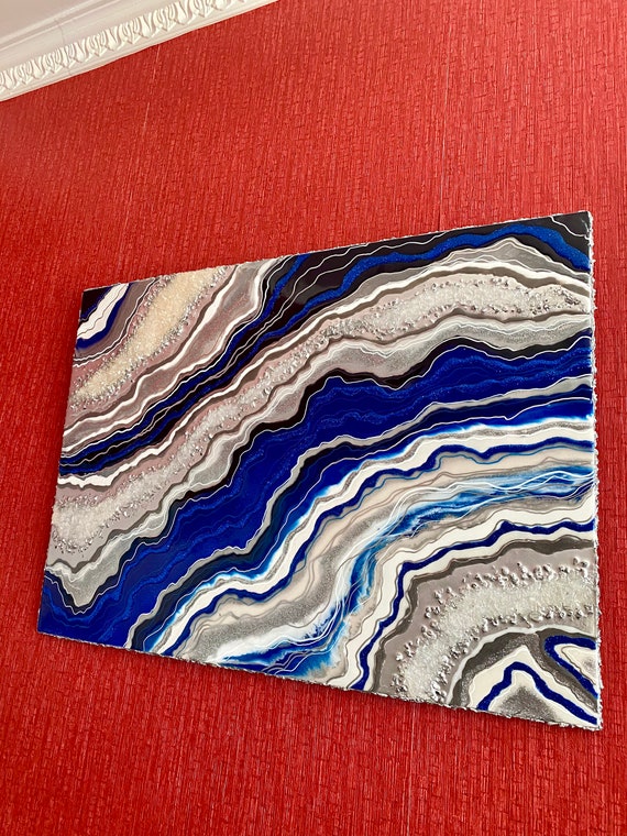 Abstract Art Blue Resin Art Resin Painting Geode Art Etsy