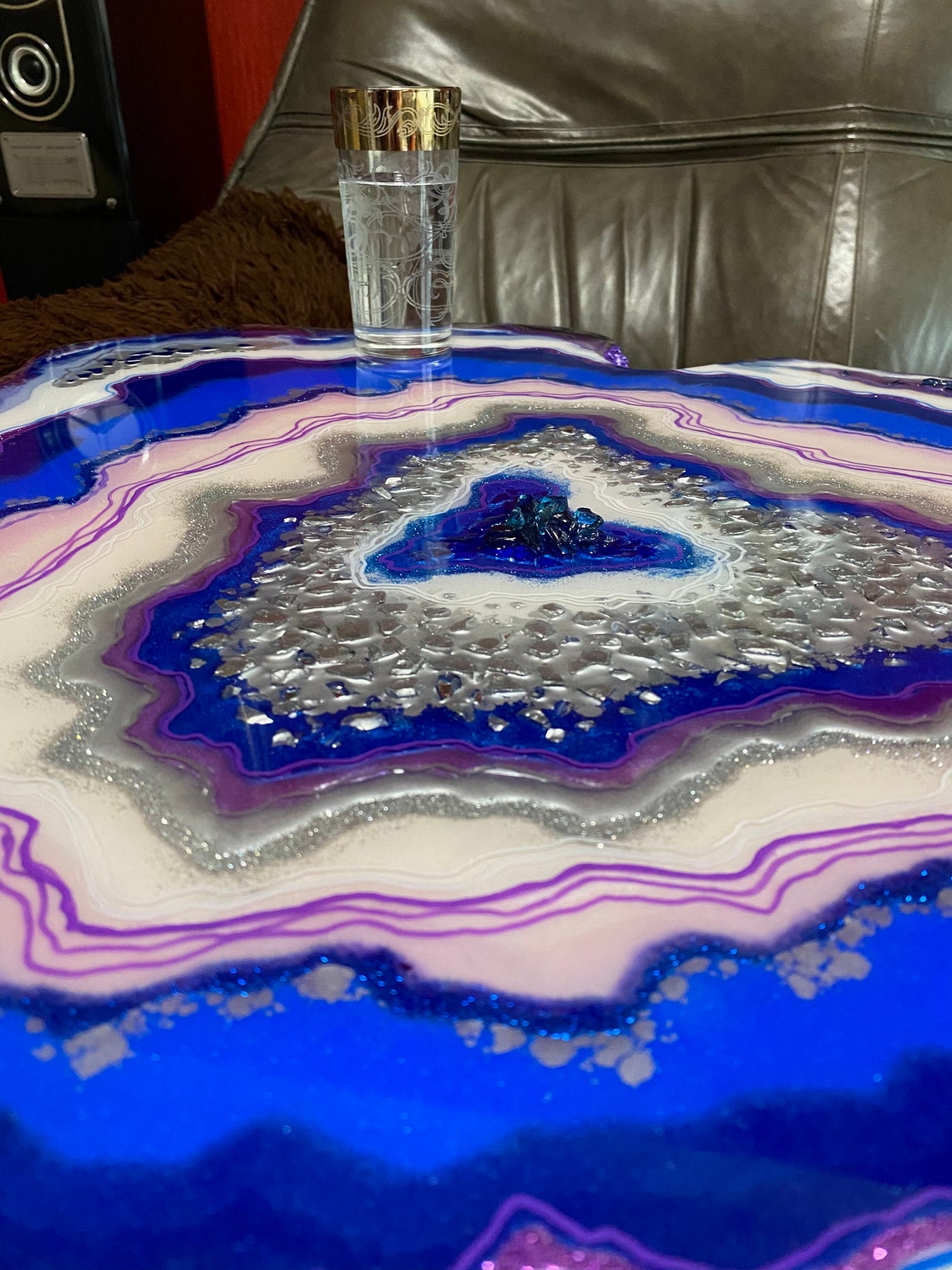 Blue Purple resin table epoxy resin geode table coffee Etsy