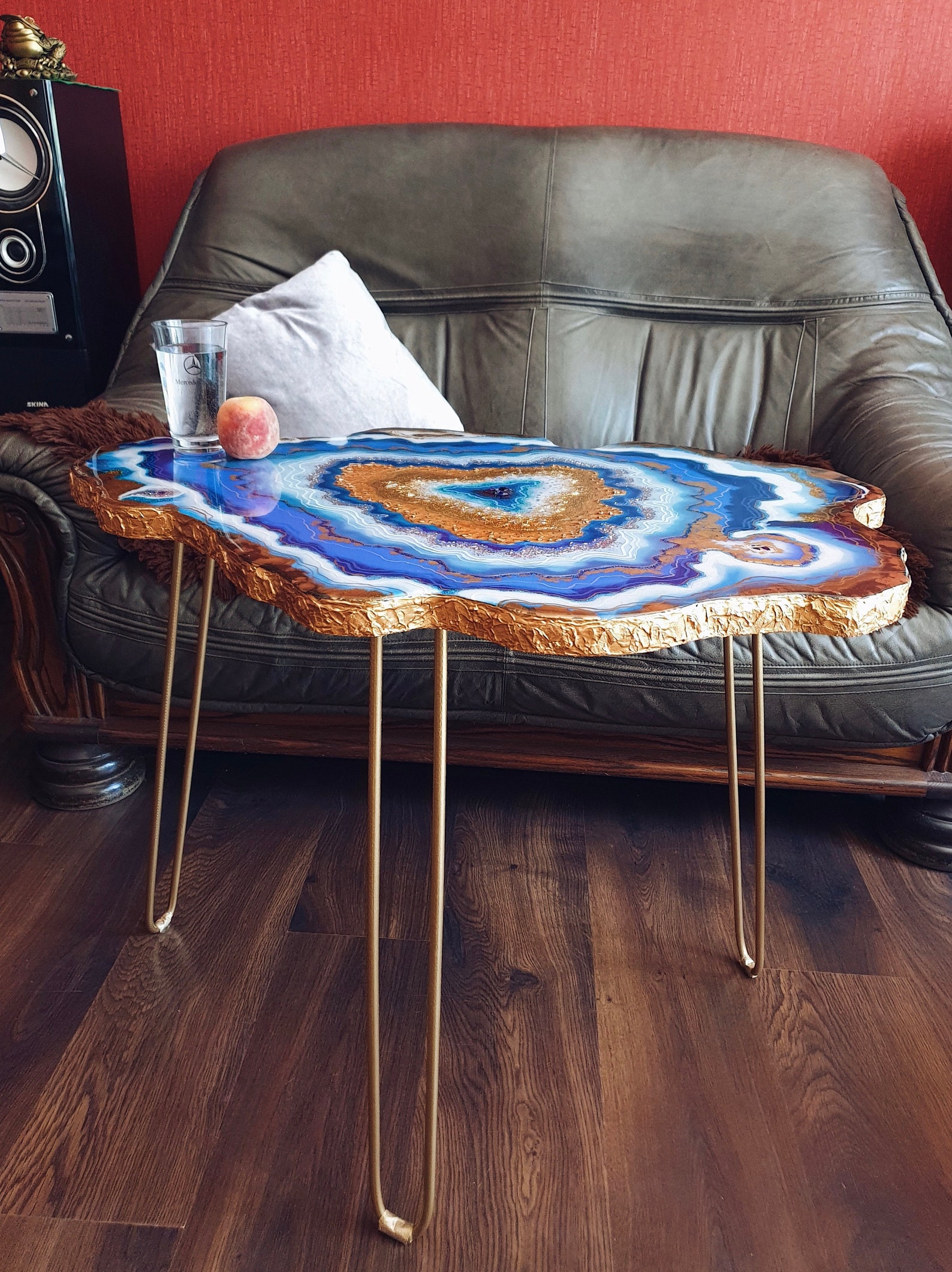 Blue table epoxy resin geode table coffee table exclusive Etsy
