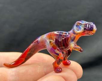 Handmade Glass T. Rex Figurine | Cosmic Glass Miniature Dinosaur