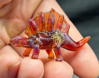 Handmade Glass Dimetrodon Figurine | Cosmic Glass Miniature Dinosaur